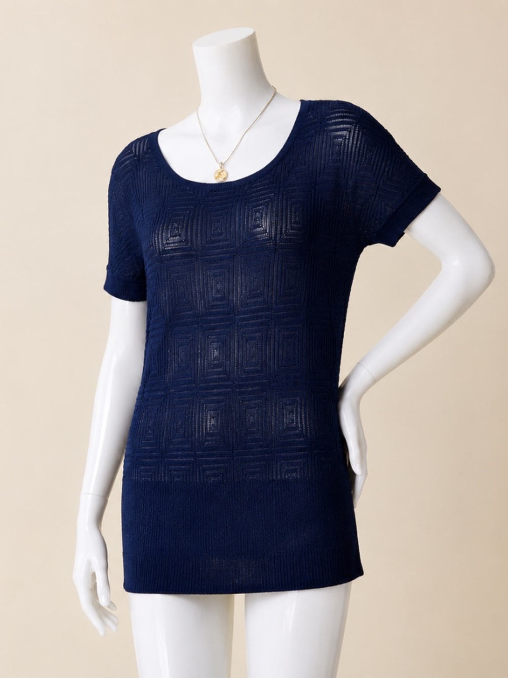 St. John  Yellow  Label Short Sleeved Sweater in Navy Fits Sizes 4-6 NWT